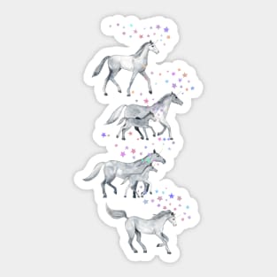 Unicorns and Stars on Dark Teal Sticker